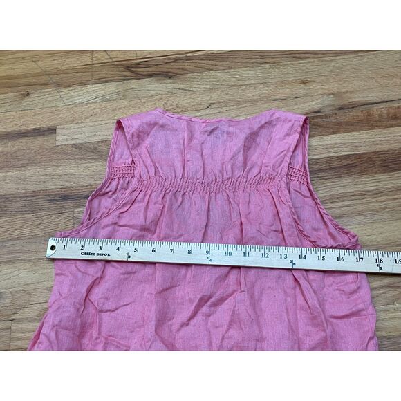 Gap Women's M Pink Blouse Top Linen Tank Pullover Sleeveless Summer Cocktail - Picture 7 of 8